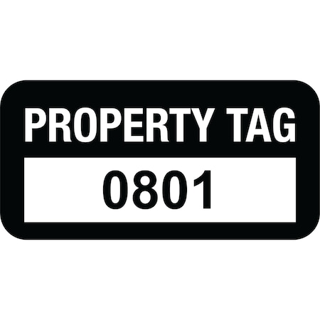 Lustre-Cal VOID Label PROPERTY TAG Black 1.50in x 0.75in  Serialized 0801-0900, 100PK 253774Vo1K0801